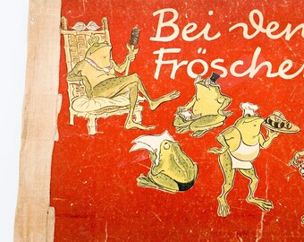 Rare Vintage 1948 Children’s Book “Bei den Fröschen” by Lies Bundschuh, Illustrated by Bob Hindersin, Post-War German Edition, Mid-Century