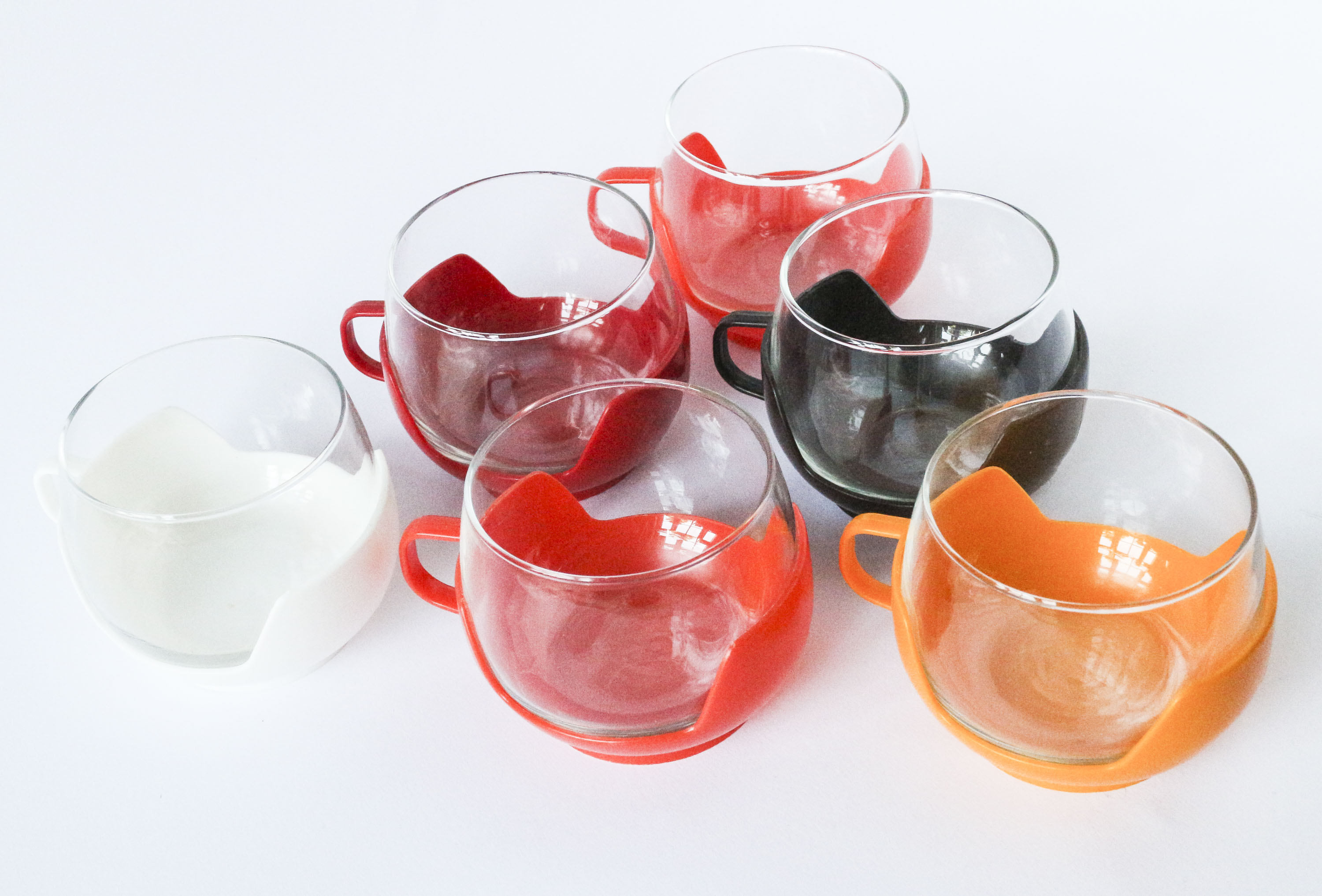 Vintage Set of 6 Tea Glasses / Cups Glass W. Colorful Etsy