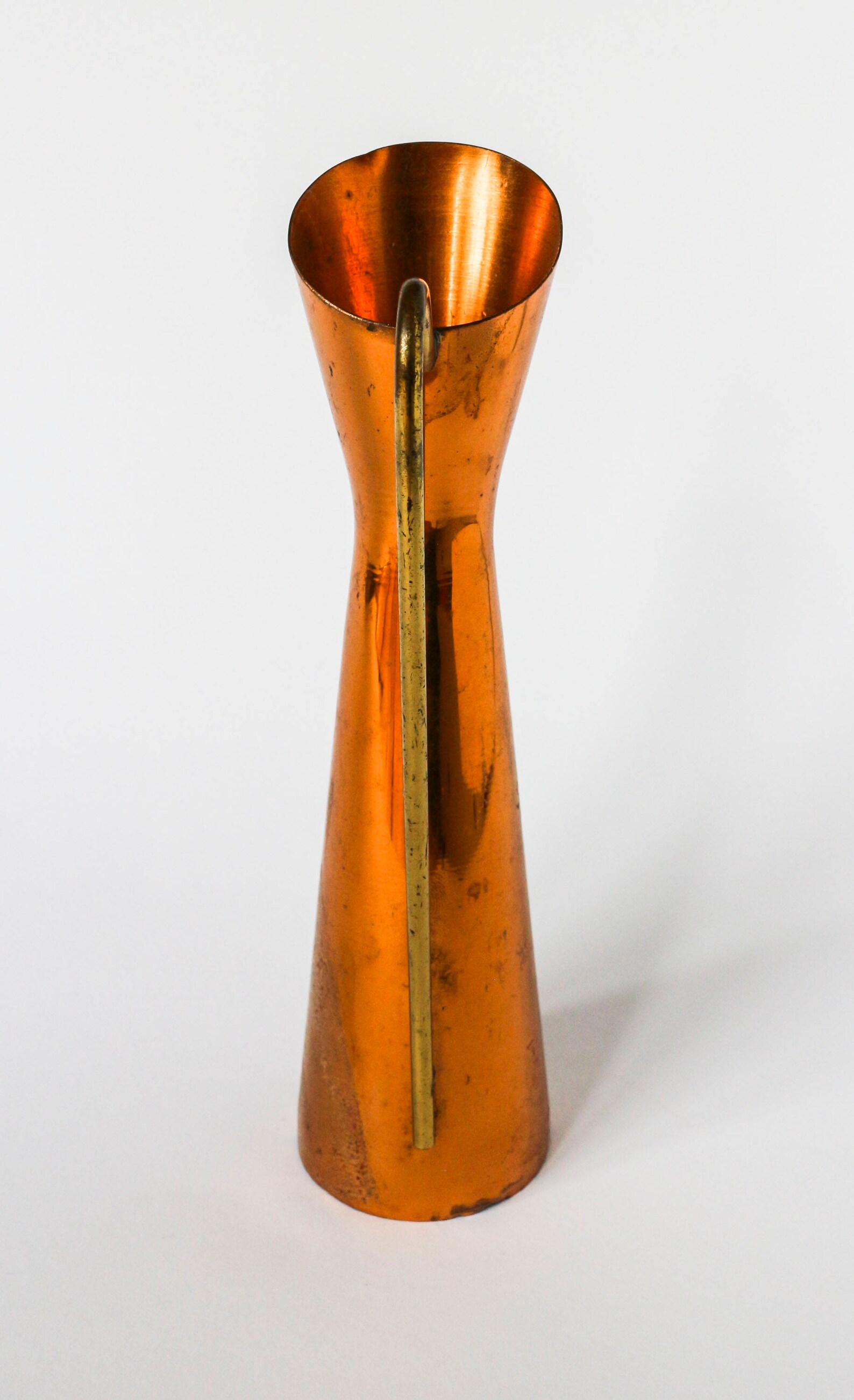 Vintage Copper Vase With Brass Handle Amphora Shape Design Style Small