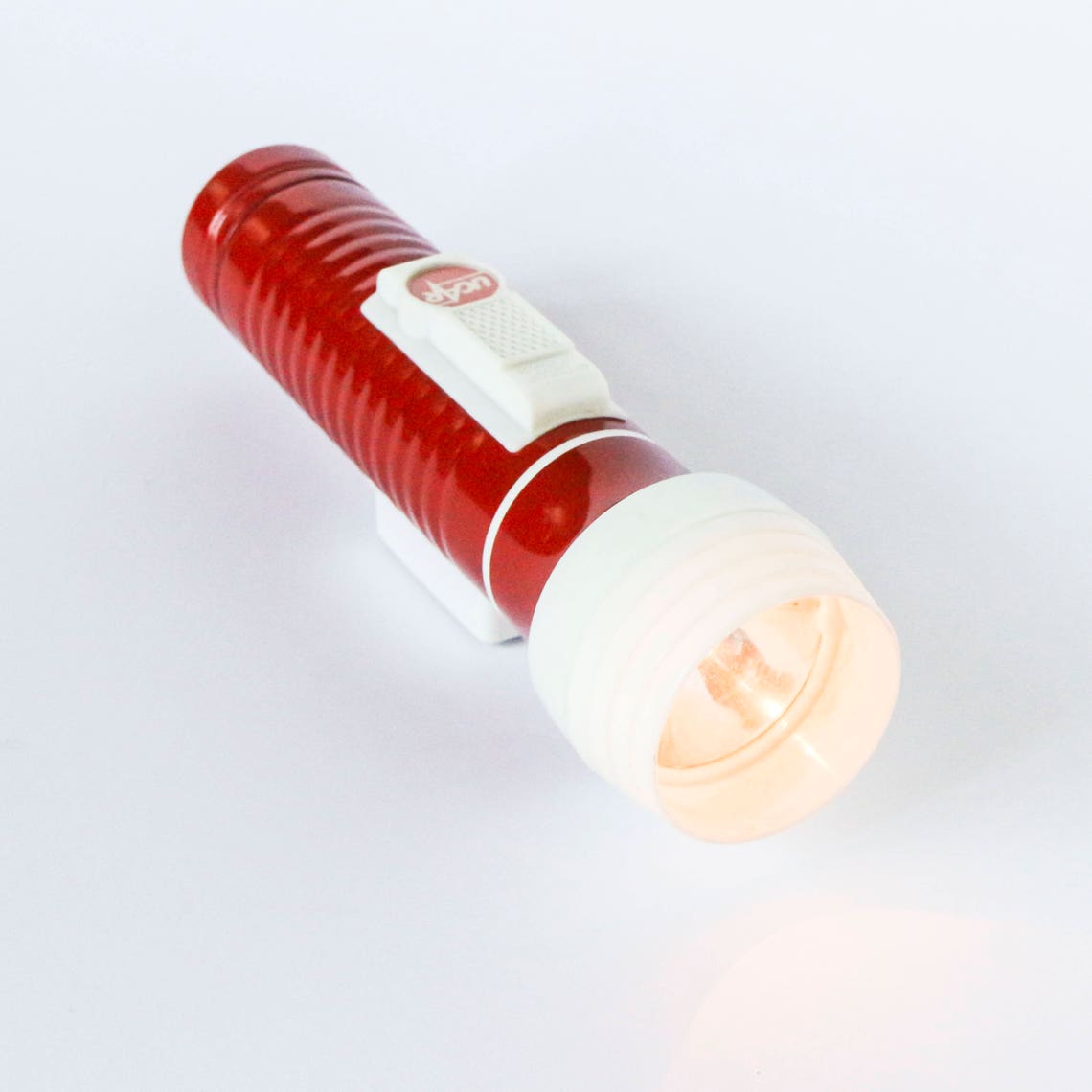 Flashlight UCAR red and white Vintage 70s 80s pocket lamp Etsy
