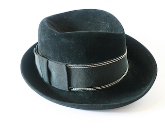 French 1950s Men FLECHET FEDORA HAT ~ Luxurious Gray Felt 