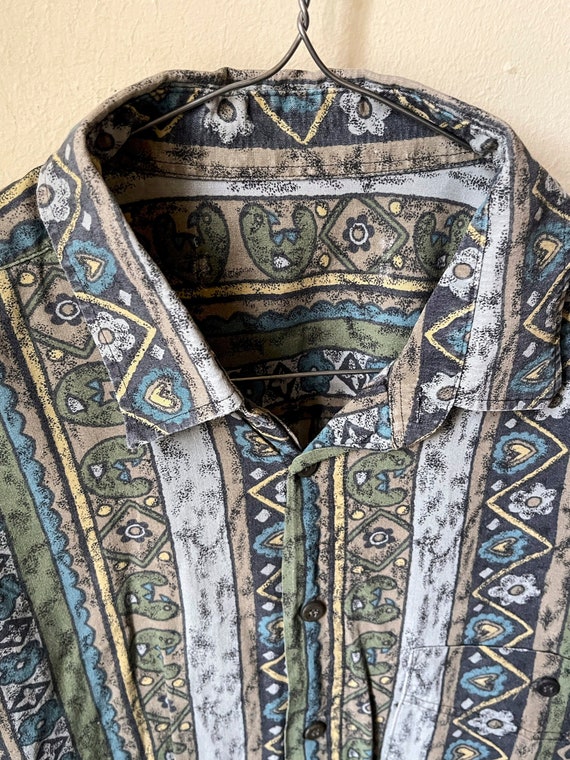 Vintage 1980s 1990s Men's Shirt, fancy eclectic d… - image 1