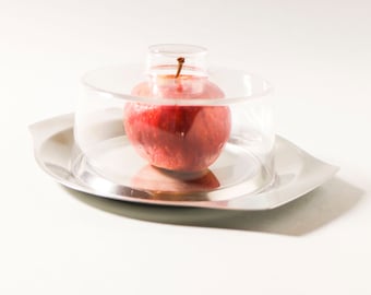 Small serving tray transparent lid - German design plate by WMF - Stainless steel and transparent plastic cheese dome cover plate