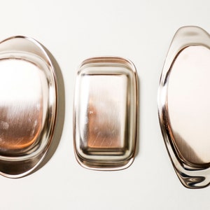 Set of 3 serving dishes - Vintage 80s German design by WMF - Stainless steel bowls and plates