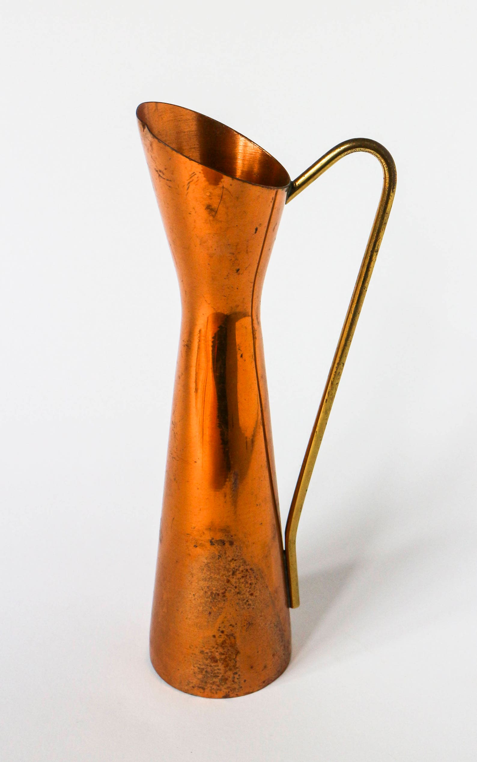 Vintage Copper Vase With Brass Handle Amphora Shape Design Style Small