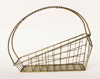 Porte-bouteille vin Vintage - transporteur pour servir et verser des boissons - conception du fil de métal allemand des années 50 avec poignée en noir et blanche tissée