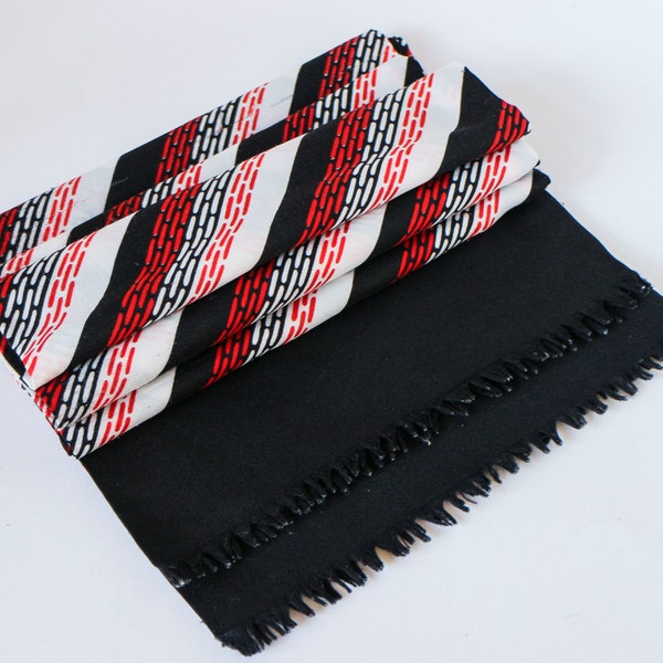 Gentlemen Neckpiece 40s Style Scarf Neckerchief  Black Red White Striped