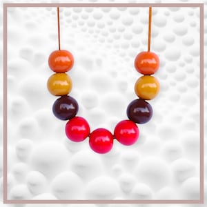 Modern Bead Necklace, Minimalist Chunky Necklace, Red Polymer clay Necklace, Statement Bold Jewelry, Artisan Jewelry Gifts for Women