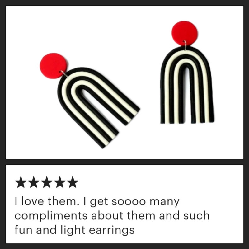 Black and white chain earrings main image 1