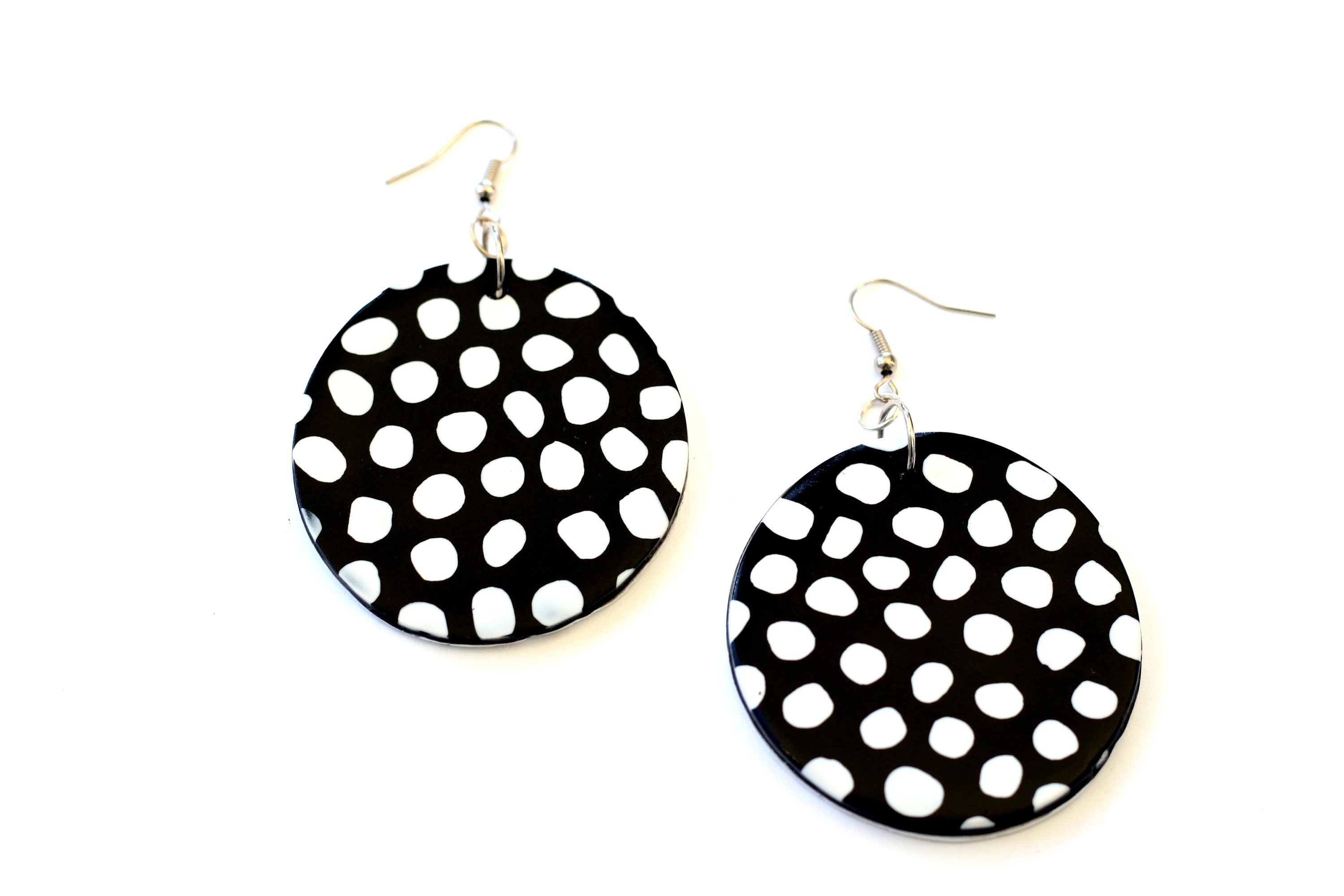 Modern Statement earrings Big Large earrings Black and White Etsy