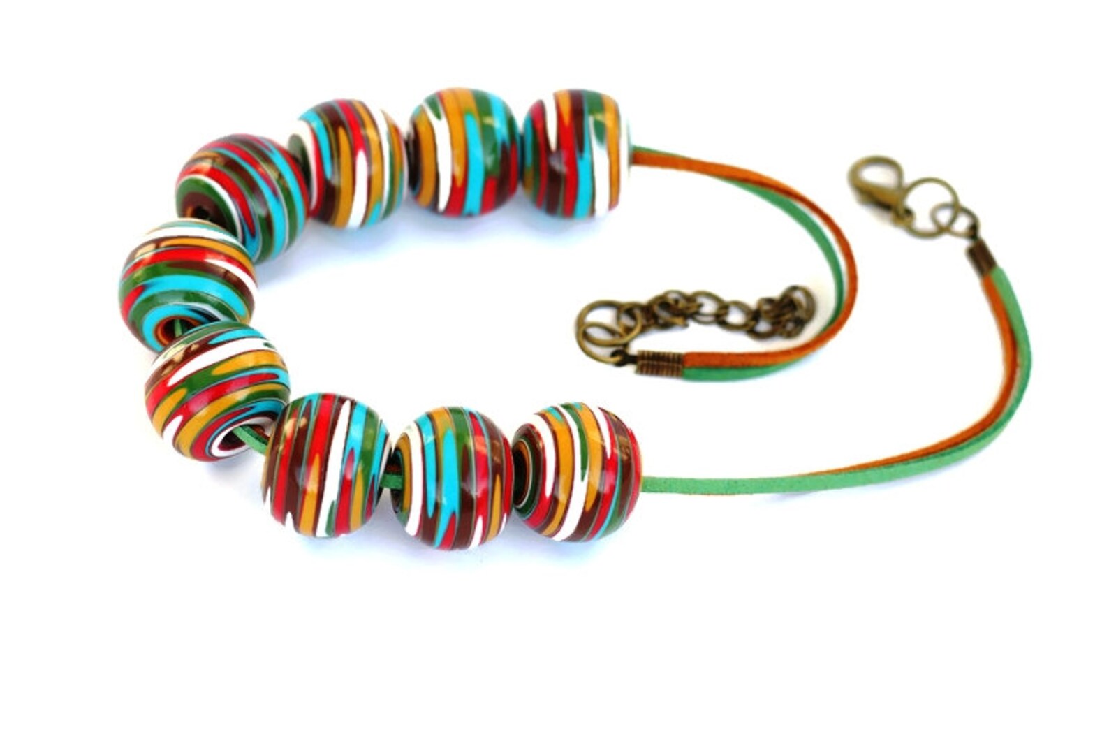 Colorful Beaded Necklace Multicolored Necklace Statement Etsy