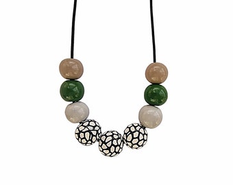 Handmade Polymer Clay Statement Necklace: Chunky Bead Necklace
