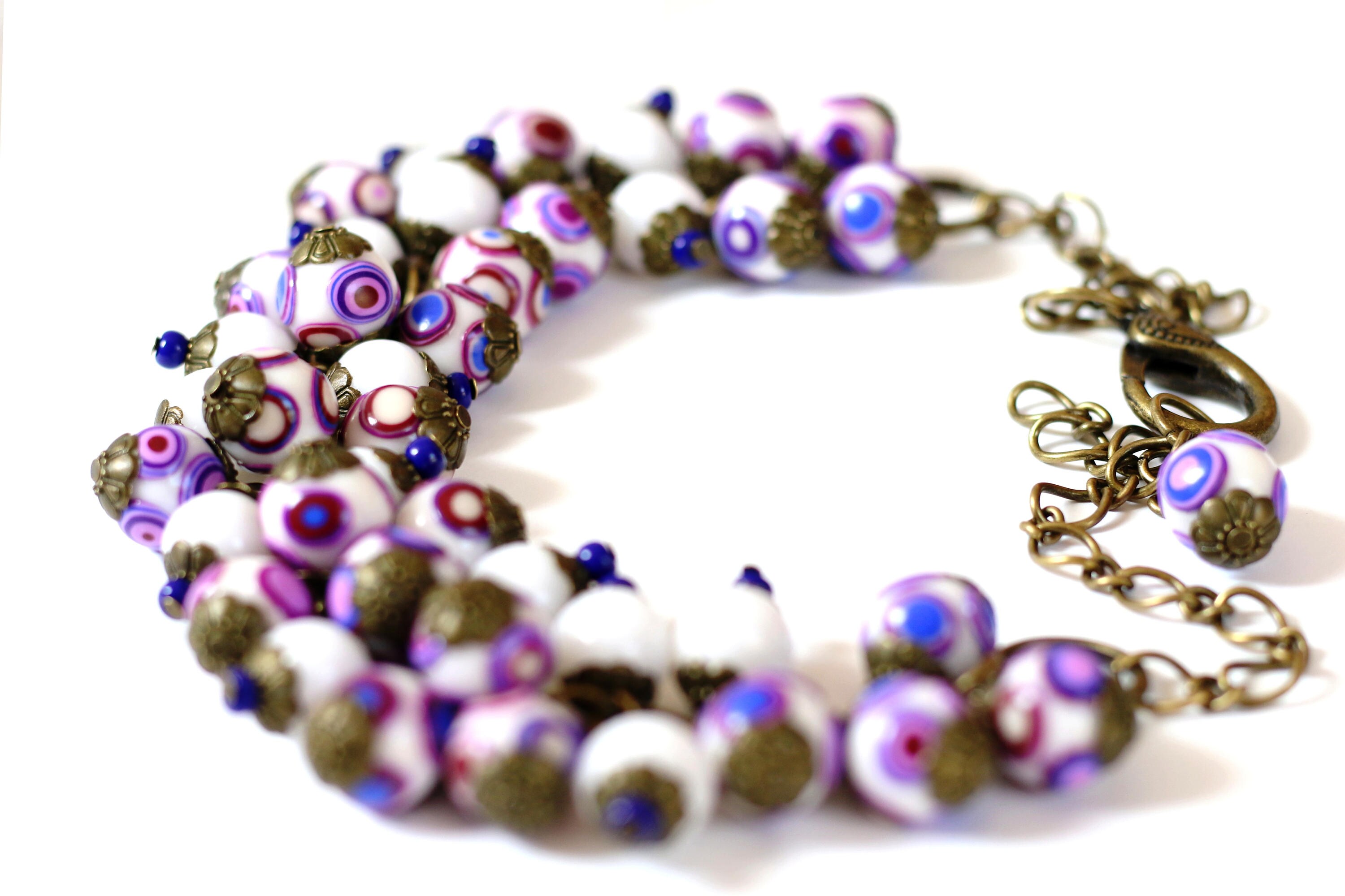 Jewelry Set Necklace and Earrings Purple and White Necklace Etsy