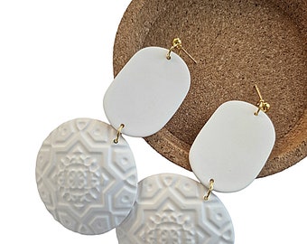 Large Dangle Lightweight earrings, Boho earrings Dangle, Geometric Modern earrings, Long Minimalist earrings, Polymer Clay Gifts for Women