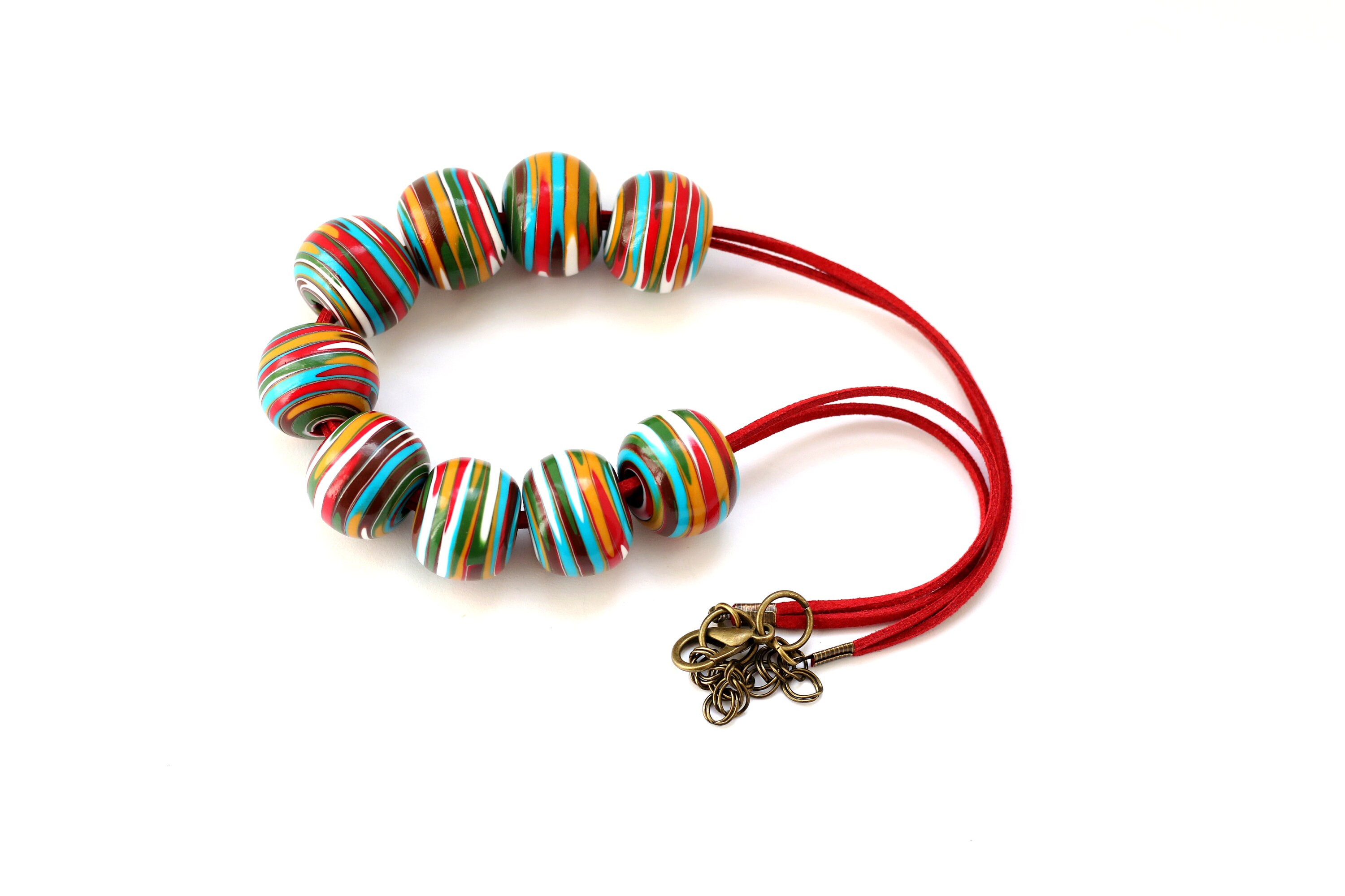 Colorful Beaded Necklace Multicolored Necklace Statement Etsy