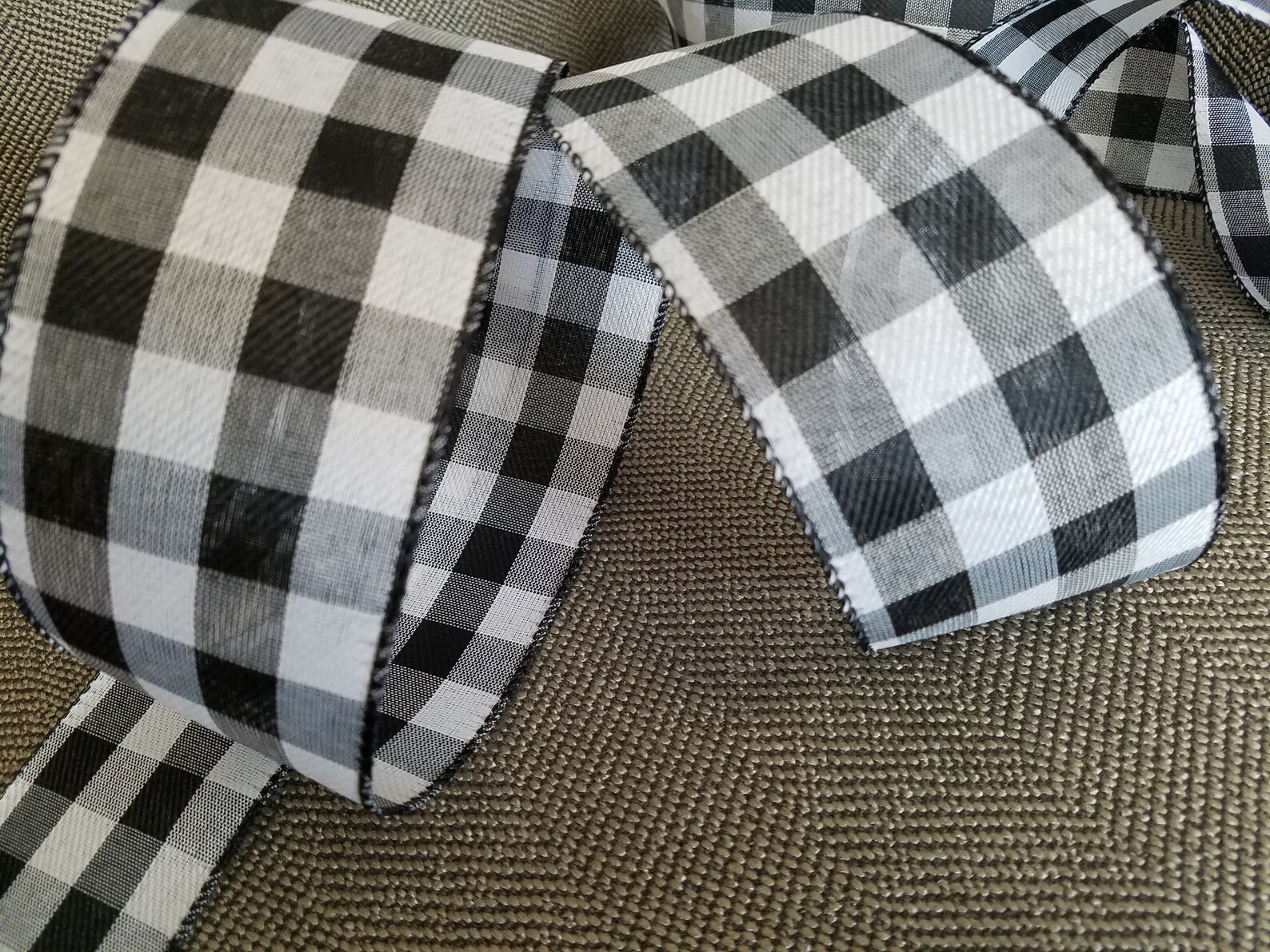 10 Yards Black and White Buffalo check Ribbon wired edges Etsy