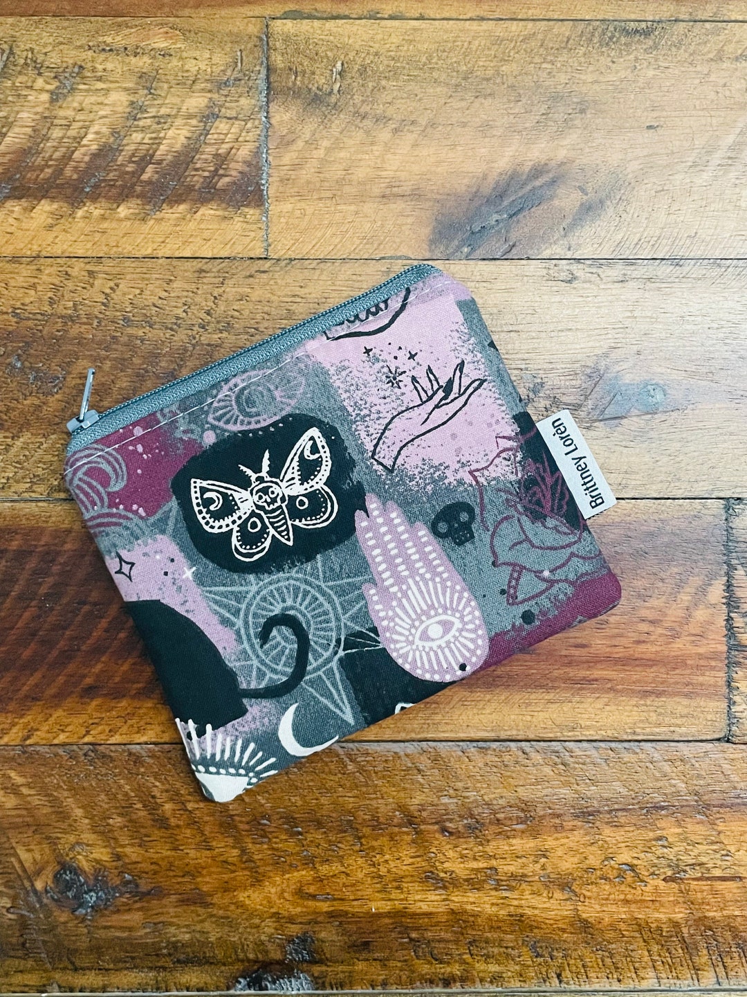 Crystals & Palm Reading Coin Purse: Handmade Cotton Gift Card Holder - Etsy