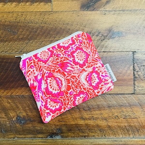 Floral Change Purse, Coin Bag, Coin Purse, Coin Pouch, Gift Card Holder, Gift Idea, Tula Pink, Fox