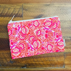 Floral Zippered Pouch: Tula Pink Inspired Travel Organizer