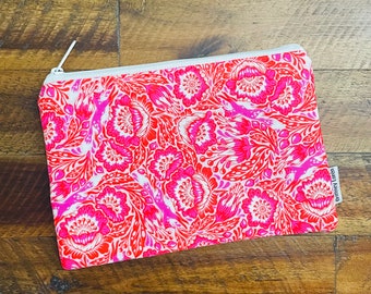 Floral Zippered Pouch: Tula Pink Inspired Travel Organizer