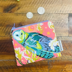 Change Purse, Coin Bag, Coin Purse, Coin Pouch, Gift Card Holder, Gift Idea, Tula Pink, Floral, Owl
