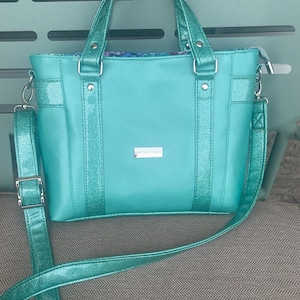 Green Glitter Vinyl Crossbody Bag, Everyday Bag, Work Bag, Mr Heckles Handbag