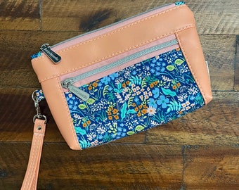 Wristlet, Zippered Pouch, Devon Pouch, Double Zippered Bag, Floral Bag