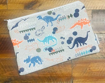 Dinosaur Zipper Pouch, Kids Travel Bag, Pencil Case