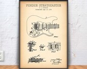 FENDER STRATOCASTER poster, fender guitar patent, guitar blueprint, guitar illustration, music wall art, music room decor, rock art, 1321