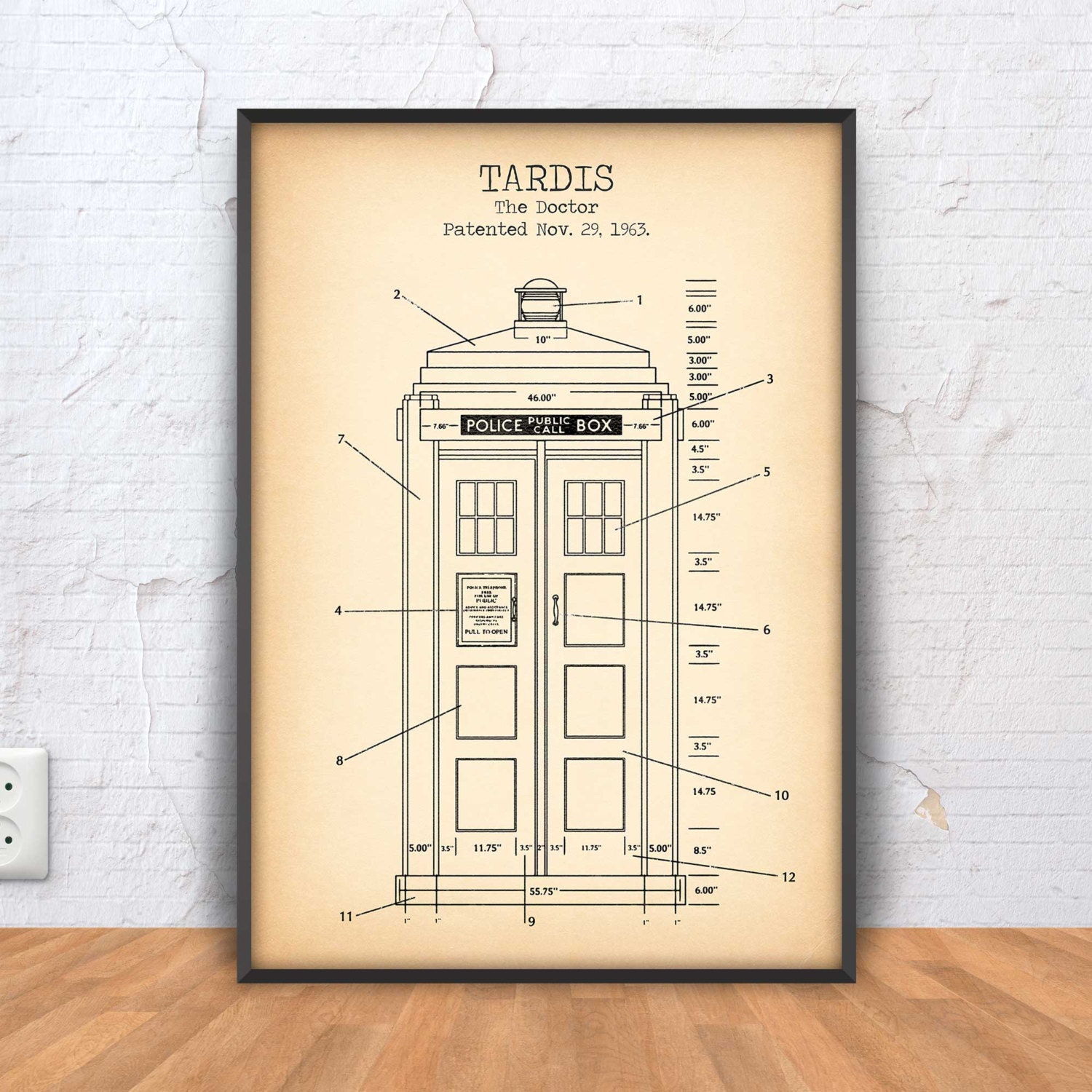 TARDIS poster tardis printable tardis blueprint tardis | Etsy