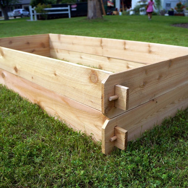 B-STOCK Cedar Raised Garden Bed Deep Kit (Double 3x6) Easy Garden Bed DIY Raised Bed Gardening Gift Idea Gardener Christmas Retirement Gift