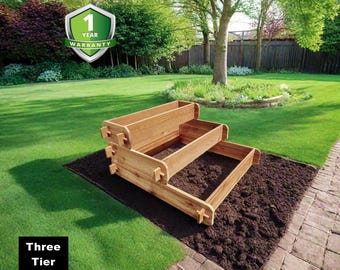 Cedar Raised Garden Bed Kit 3 Tier (1x3 2x3 3x3) Raised Planter Garden Gift Wooden Planter Box Outdoor Planter Herb Garden Vegetable Garden