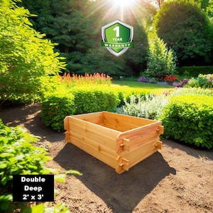 Cedar Raised Garden Bed Deep Kit (Double 2x3) - Christmas Gift for Gardener Wedding Gift for Her Housewarming Gift for Mom Dad