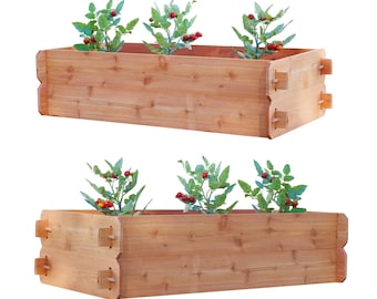 B-STOCK SET OF 2 Timberlane Gardens Easy Raised Garden Beds Kit Double Deep 48", Western Red Cedar. Mortise & Tenon, 2' W x 4' L