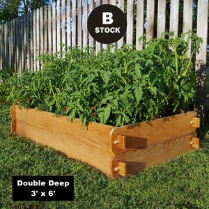 B-STOCK Cedar Raised Garden Bed Deep Kit (Double 3x6) Easy Garden Bed DIY Raised Bed Gardening Gift Idea Gardener Christmas Retirement Gift