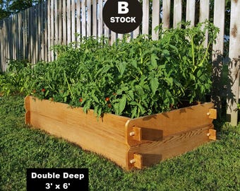 B-STOCK Cedar Raised Garden Bed Deep Kit (Double 3x6) Easy Garden Bed DIY Raised Bed Gardening Gift Idea Gardener Christmas Retirement Gift