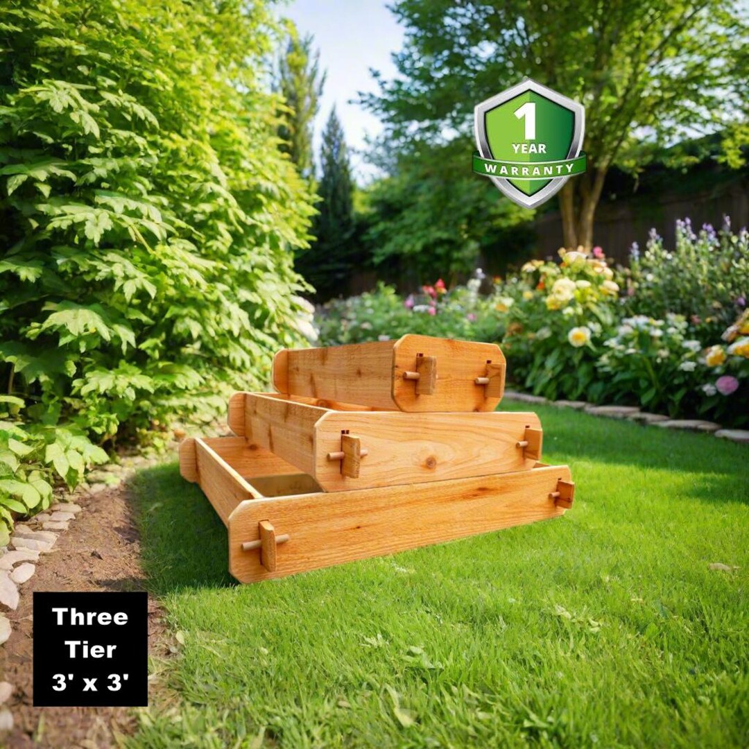 置物 NEIGHBORHOOD SRL GARDEN BED Cedar Raised Garden Bed Kit 3 Tier Pyramid (1x3 2x3 3x3) Beginners