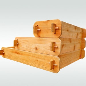 Cedar Raised Garden Bed Kit 3 Tier Pyramid (1x3 2x3 3x3) Beginners Garden Gift for Teacher Urban Gardening Small Space Gardening for Dummies image 4