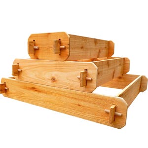 Cedar Raised Garden Bed Kit 3 Tier Pyramid (1x3 2x3 3x3) Beginners Garden Gift for Teacher Urban Gardening Small Space Gardening for Dummies image 2