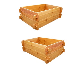 B STOCK SET OF 2 Timberlane Gardens Easy Raised Garden Bed Kits Double Deep 36", Western Red Cedar with Mortise & Tenon Joints, 2' W x 3' L