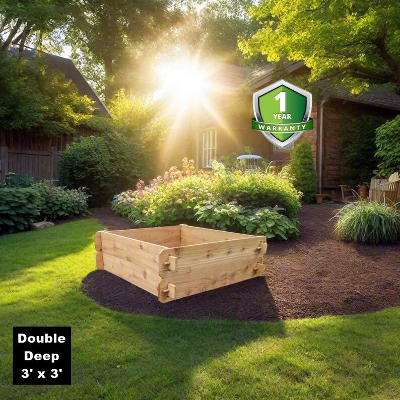 3X3 Cedar Garden Bed Kit – Elevated Planter for Vegetables, Flowers & Herbs | Handcrafted USA Gardening Box | Tool-Free Outdoor DIY Gift image 1