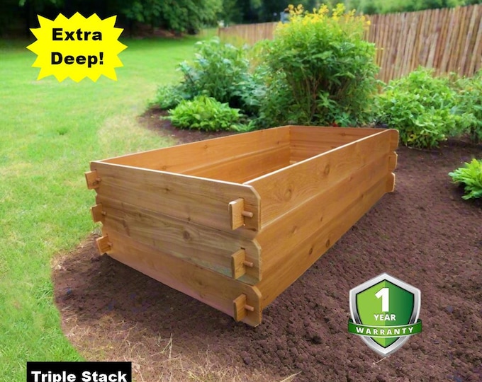 Extra Deep Raised Garden Bed Kit Tall Outdoor Flower Elevated Cedar Planter Boxes Easy to Put Together Unique Gift Large Plants
