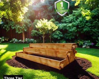 Cedar Raised Garden Bed Kit Large 3 Tier (1x6 2x6 3x6) Large Outdoor Planter Patio School Garden Small Space Community Garden Gift Christmas