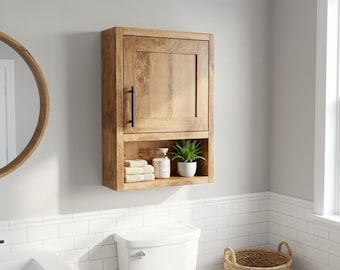 Maplestone Over-Toilet Cabinet, Storage - Handmade, Lifetime Warranty, Premium Hardware, Free Shipping, USA Made