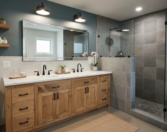Custom Double Sink Vanity - Handmade, Lifetime Warranty, Premium Hardware, Free Shipping, USA Made - Model 1095
