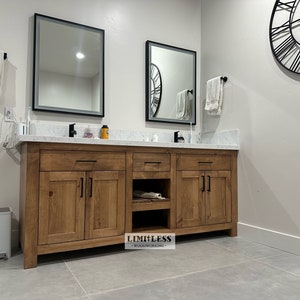 Custom Double Sink Bathroom Vanity - Handmade, Lifetime Warranty, Premium Hardware, Free Shipping, USA Made