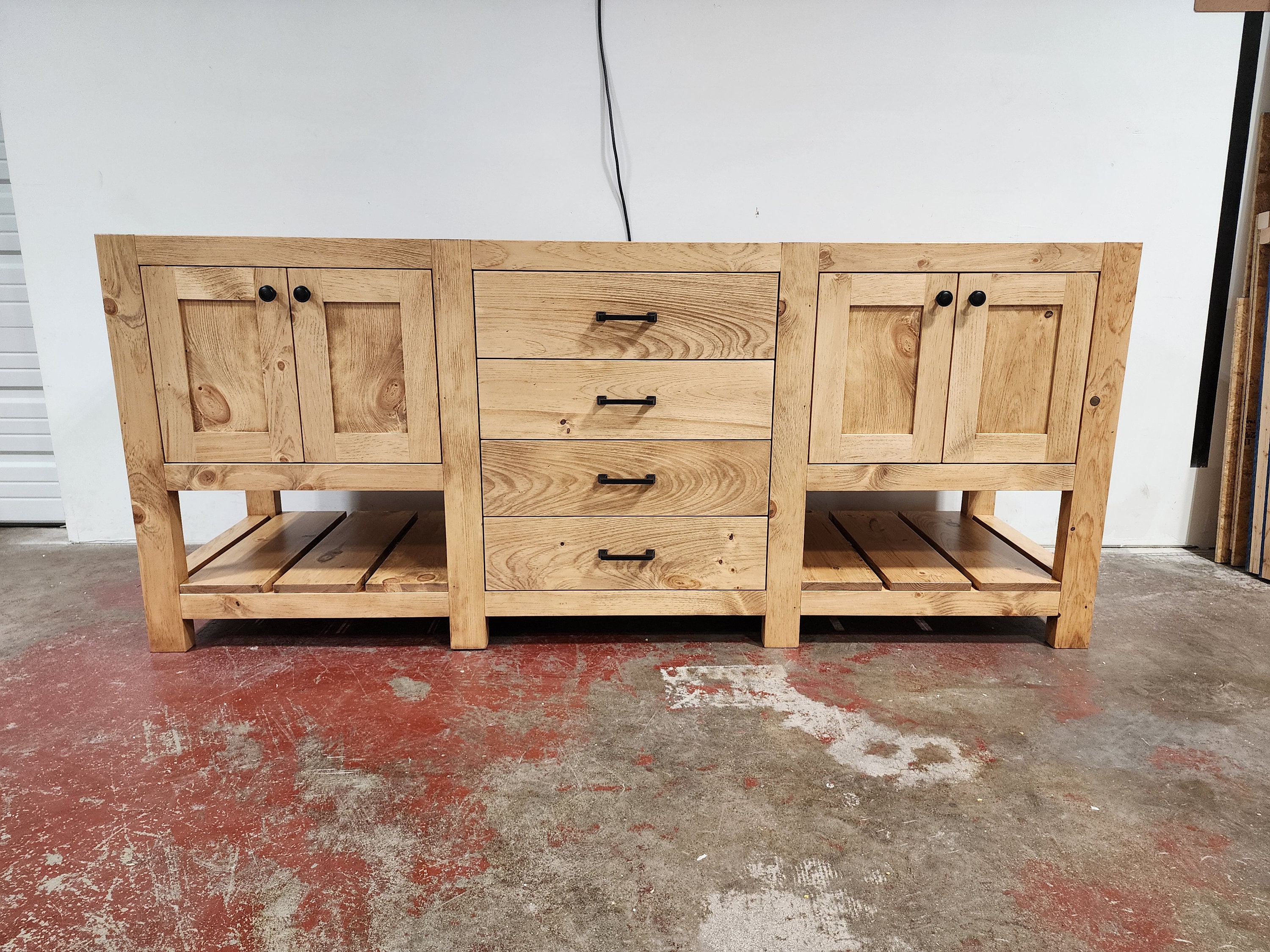 Custom Double Sink Vanity - Handmade, Lifetime Warranty, Premium Hardware, Free Shipping, USA Made - MODEL 1104