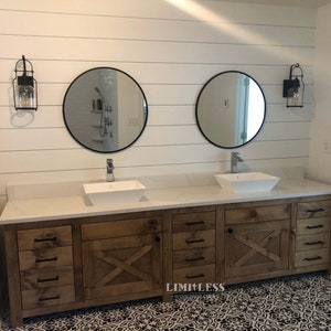 Custom Double Sink Bathroom Vanity - Handmade, Lifetime Warranty on Drawers, Premium Hardware, Free Shipping, USA Made - MODEL 1099