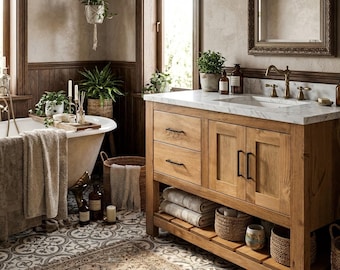 Harveston Single Sink Bathroom Vanity | Solid Wood Vanity, Handmade, USA Made, Custom Storage Cabinet, Free Shipping