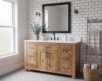 Havenwell Single Sink Bathroom Vanity | Solid Wood Vanity, Handmade, USA Made, Custom Storage Cabinet, Free Shipping